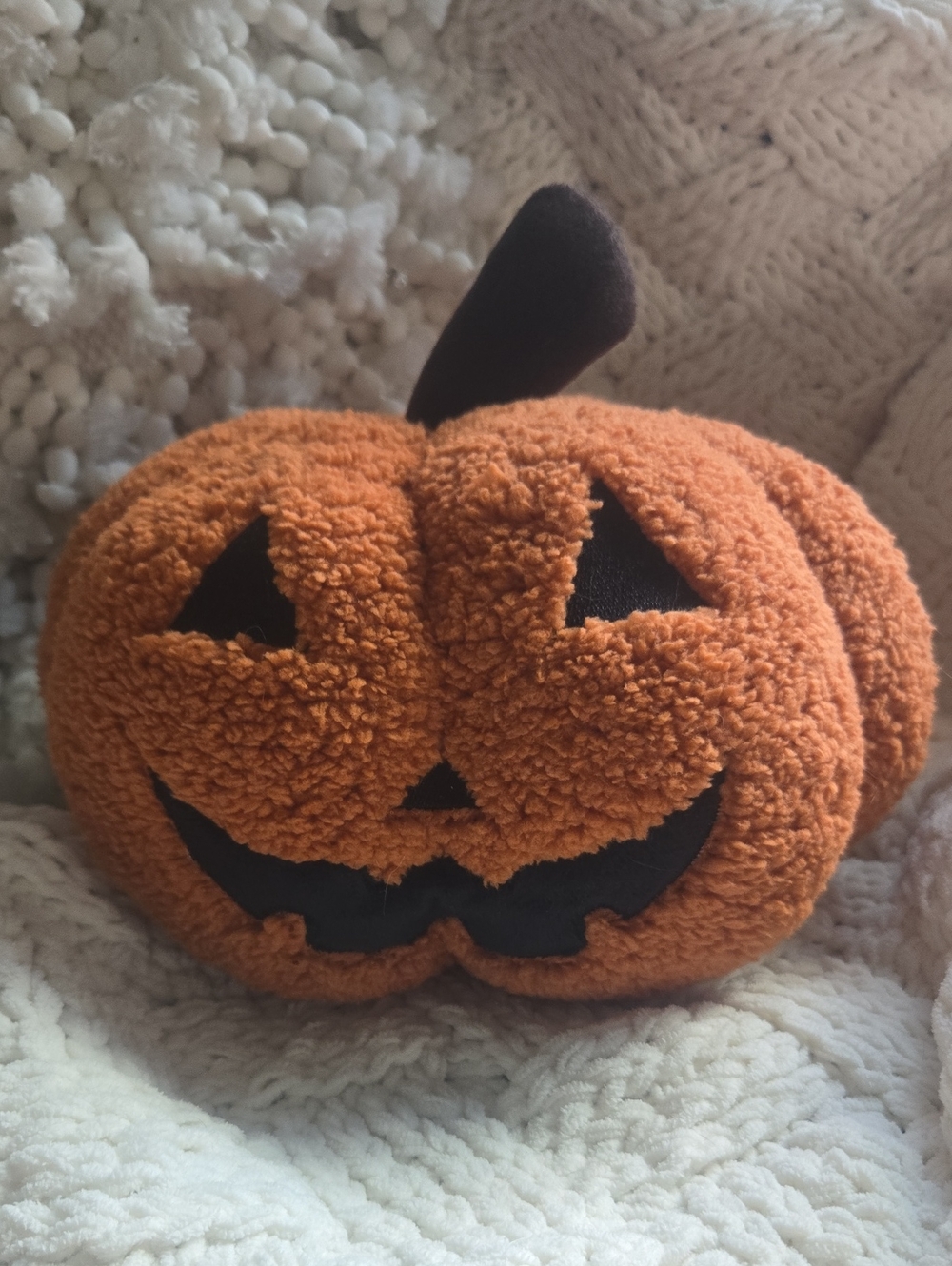 Plush Orange Jack-O'-Lantern Decorative Pillow
